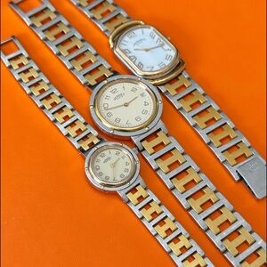 Hermes Silver and Gold Watch